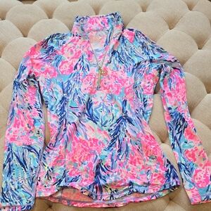 Lilly Pulitzer Pink and Blue Floral Long Sleeve Top